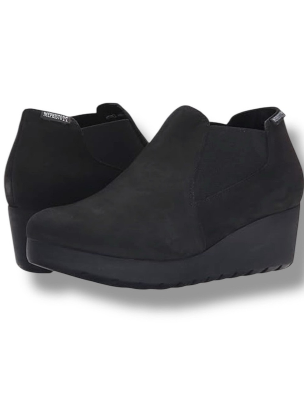 Mephisto Tosca Black Nubuck Leather Chelsea Wedge Platform Ankle Boots 8